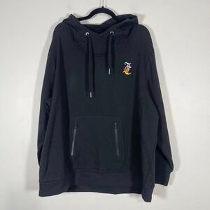 Juicy Couture Hoodie Sweatshirt Womens 1X Black Rainbow Logo Casual Athletic